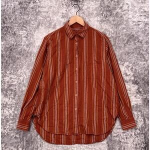 Four Objects Work Shirt Brushed Cotton 3 / Medium Womens Rust Flannel Striped